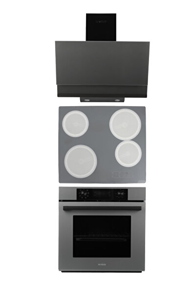 Alveus Shadow Gri Elektrikli 3'lü Cam Dijital Ankastre Set (3000-VİTRO-MFA627)