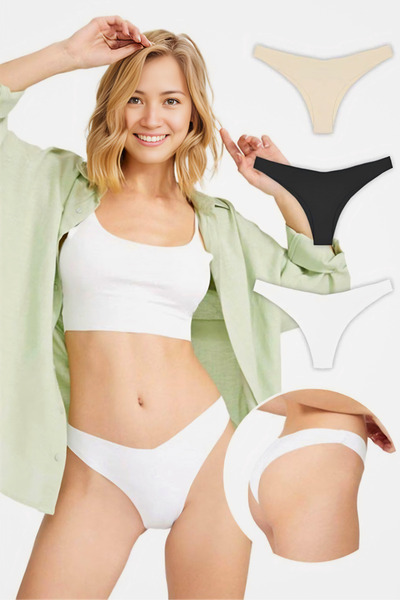 Homay 3-Pack Laser Cut Basic Brazilian Panties