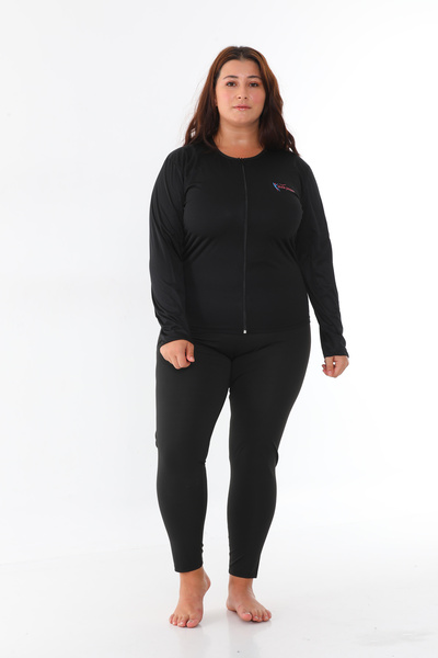 İNCEYAŞAM High Waist Hooked Sauna Tights & Zippered Long-Sleeve Bodysuit Saun...