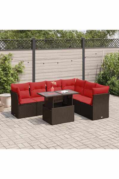 vidaxl Set canapele gradina cu perne 7 piese maro poliratan/lemn acacia