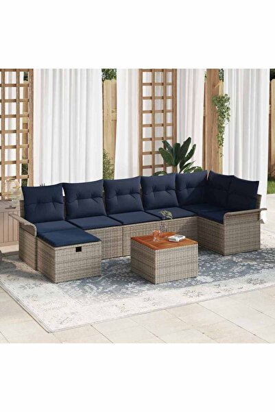 vidaxl Set de canapele pentru gradina cu perna 8 pcs Gri poliratan
