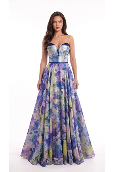Luna Bride Taş Detaylı Straplez Abiye