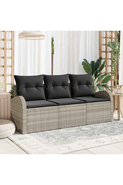 vidaxl Set de canapele pentru gradina 3 pcs Gri deschis Rattan poli