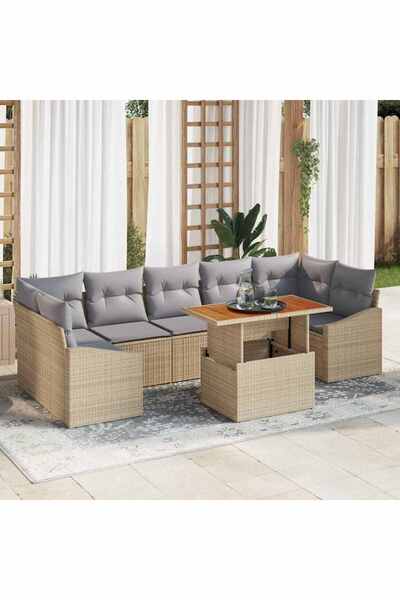 vidaxl Set de canapele pentru gradina 8 pcs Beige È™i gri deschis