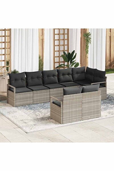 vidaxl Set de canapea 8 pcs Gri deschis poliratan