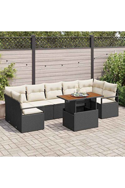 vidaxl Set de canapele pentru gradina 8 pcs Negru Rattan poli