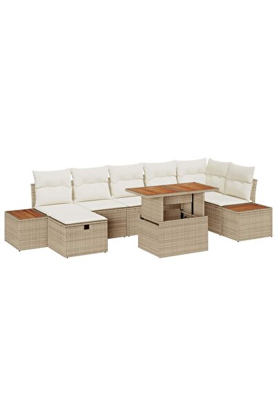 vidaxl Set de canapele pentru gradina cu perna 8 pcs Bej poliratan