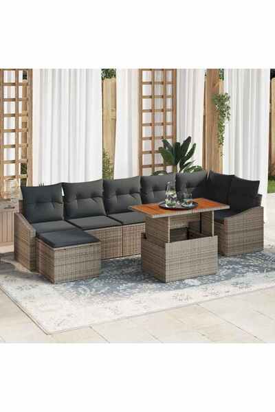 vidaxl Set de canapele pentru gradina 8 pcs Gri Rattan poli