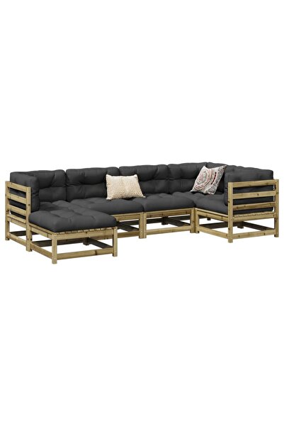 vidaxl Set canapea de gradina, 6 piese, lemn de pin tratat