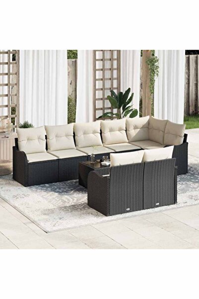 vidaxl Set de canapele pentru gradina Negru poliratan