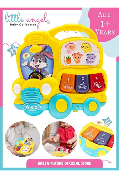 LITTLE ANGEL Baby Musical Learning Bunny Car Toy with Lights & Sounds - Yellow
