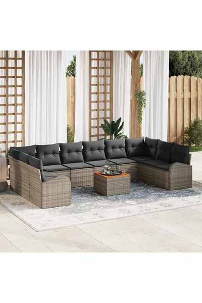 vidaxl Set de canapele pentru gradina 11 pcs Gri poliratan