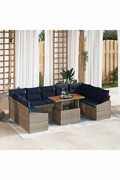 vidaxl Set de canapele pentru gradina 10 pcs Gri Rattan poli