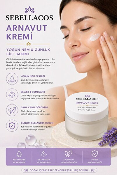 SeBeLLaCoS Arnavut Kremi 50 ML Yoğun Nemlendirici Günlük Cilt Bakım Kremi Tüm...