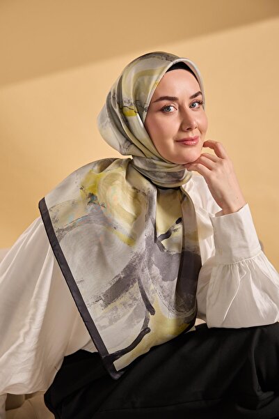 Silk Home Twill Silk Petal Scarf Anthracite 90X90