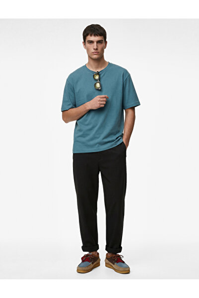 Koton Button Detailed Regular Fit Fabric Trousers with Pockets