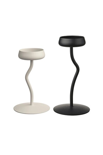 IKEA QUİCK Çelik Ayaklı Mumluk Yükseklik: 24 Cm ve 20 Cm Dekoratif Çelik Salo...