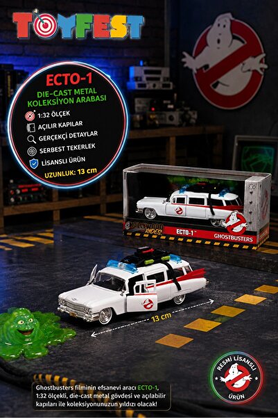 TOYFEST Ghostbusters ECTO-1 Jada 1:32 Die-Cast Metal Açılır Kapı Koleksiyon H...