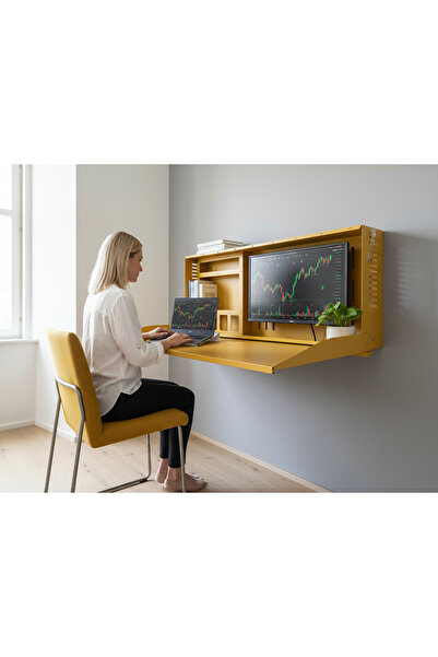 UYART HOME Minimal Katlanır Duvar Masası Laptop ve Monitör Uyumlu Metal Home ...