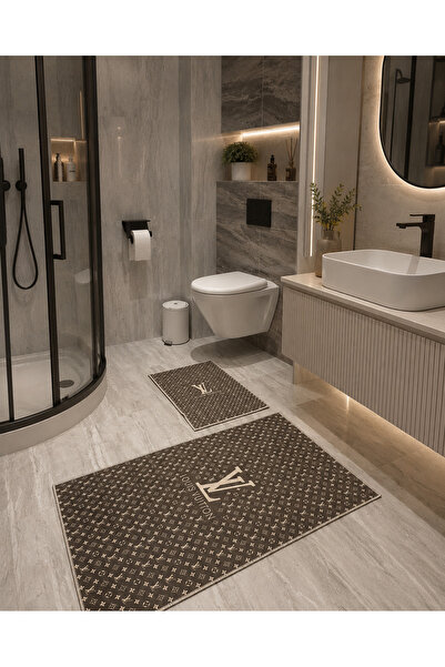 SOFT Kaymaz Taban Dijital Baskı 60x100 2’li Banyo Paspas Takımı
