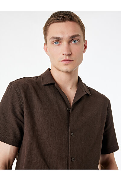 Koton Cotton Regular Fit Button down Turn-Down Collar Short Sleeve Shirt