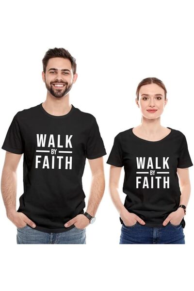 not تي شيرت مطبوع للجنسين (Walk By Faith) |   تي شيرت برقبة مستديرة وقصة عادية
