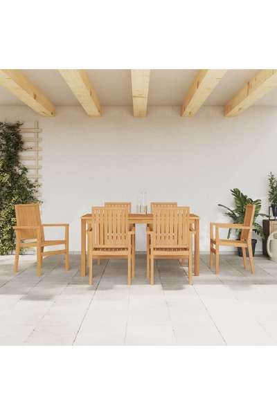 vidaxl Set mobilier de gradina, 7 piese, lemn masiv de tec