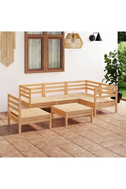 vidaxl Set mobilier de gradina, 6 piese, lemn masiv de pin