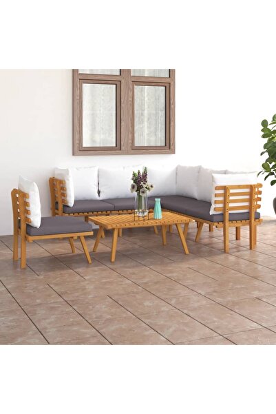 vidaxl Set mobilier de gradina cu perne, 7 piese, lemn masiv acacia