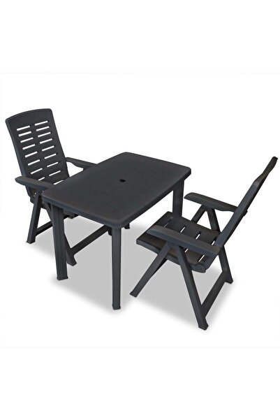 vidaxl Set mobilier bistro, 3 piese, antracit, plastic