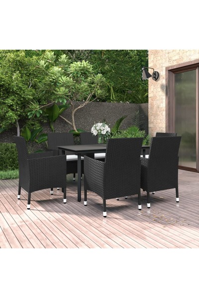 vidaxl Set mobilier de gradina cu perne, 7 piese, poliratan È™i sticla