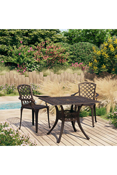 vidaxl Set mobilier de bistro, 3 piese, bronz, aluminiu turnat
