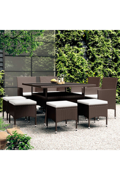 Concept Set mobilier de grădină, 9 piese, maro, poliratan