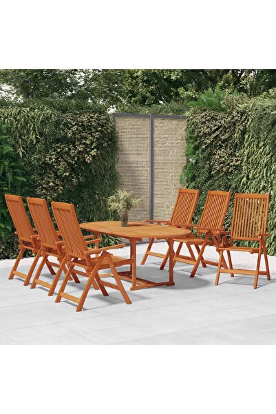 vidaxl Set mobilier de gradina, 7 piese, lemn masiv de eucalipt