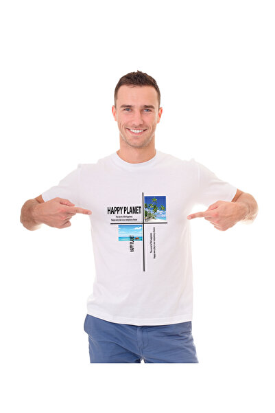 not Unisex Printed Design T-Shirt (Happy Planet)| For Couple | Round Neck Regular Fit T-shirt