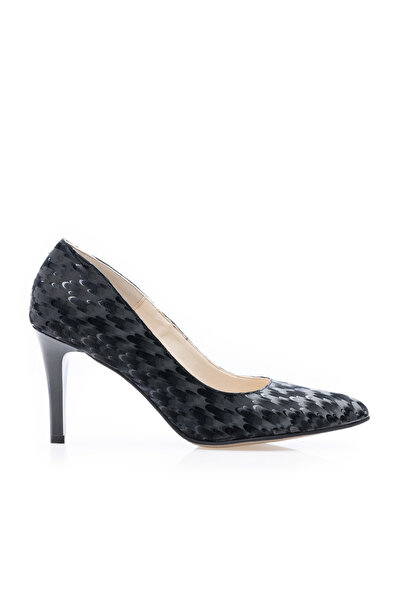 UrbanShoes Pantofi stiletto damă din piele naturală - 3527 Negru Velur 3D