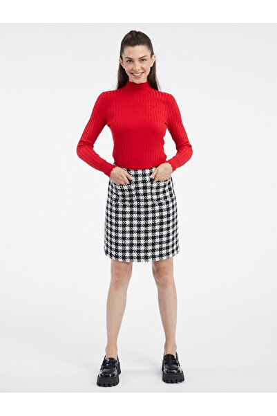 ORSAY White and black women's checked skirt