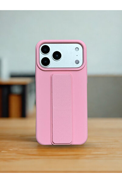 FASHION CASE جراب سيليكون فاخر قابل للطي مع مسند لهاتف آيفون 17 برو ماكس - غط...