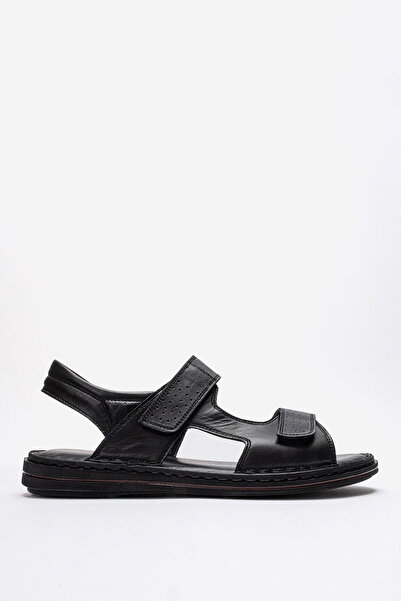 Dericlub Men's Strappy Sandals Real Leather Dc 1215 Black