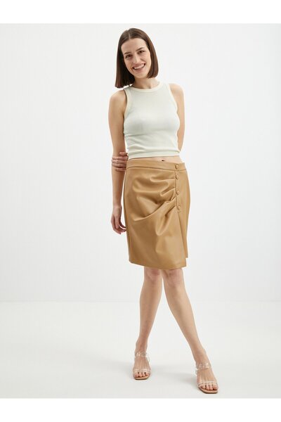 ORSAY Light brown women's faux leather skirt