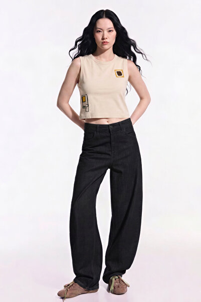 Crop Easy Cut Baskılı Atlet - Abstrac