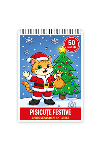Legendary Gifts Carte de colorat, 50 de ilustratii Pisicute Festive, 106 pagi...