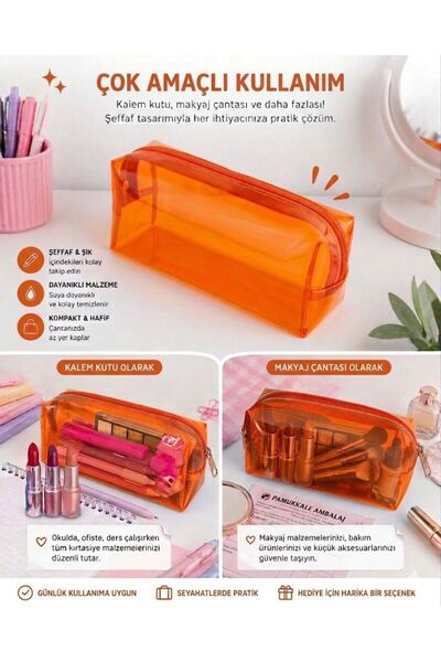 alisa Transparent Colored Pen Holder & Makeup Bag – Multi-Purpose Waterproof ...