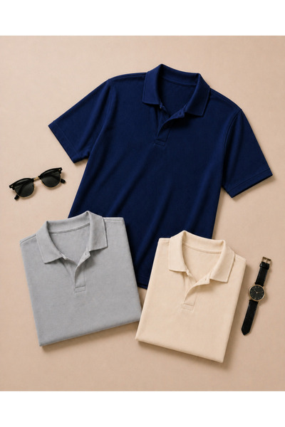 OTAKU Set avantajos de 3 tricouri cu guler polo