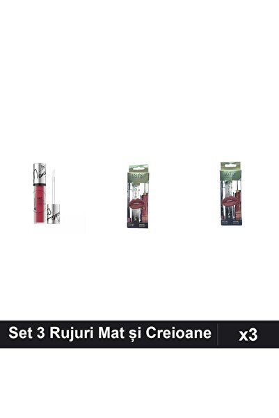 Makeup Set 3 Rujuri Lichide Mat Hypoallergenic + Creion, Nuante Las Vegas, Ro...