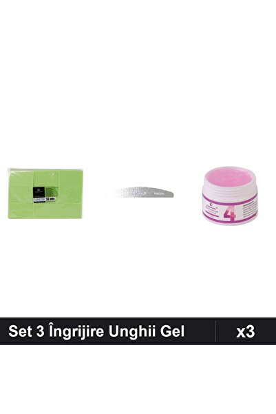 Makeup Set 3 Îngrijire Unghii: 900 Servetele Verzi, Pilă Emma 150/240, Gel Co...