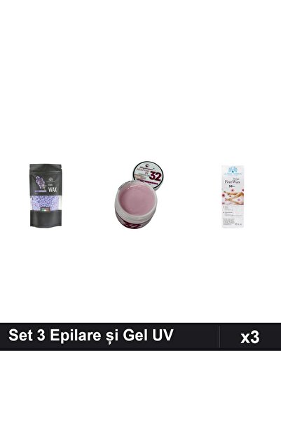 Makeup Set 3 Epilare Ceară Lavandă 100g + Gel Constructie UV LED 15g + 50 Benzi