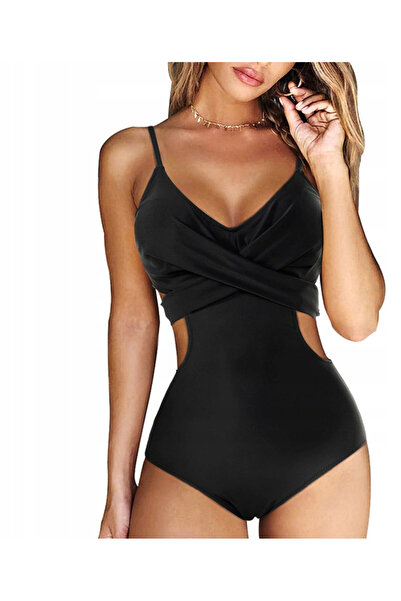 SNM Costum baie, SNM, 42, negru, modelator monokini, decupaj talie, cupe inta...