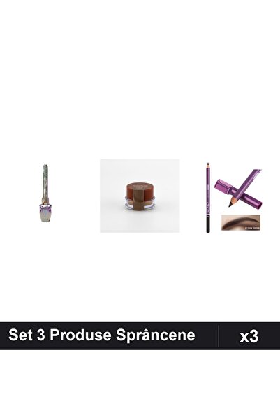Makeup Set 3 Produse Sprâncene Kiss Beauty Eyeliner Ruby Rose Creion Maro Inchis