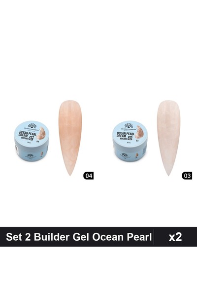 Makeup Set 2 Builder Gel Ocean Pearl Dream 15g, Shades 03 04, UV Nail Constru...